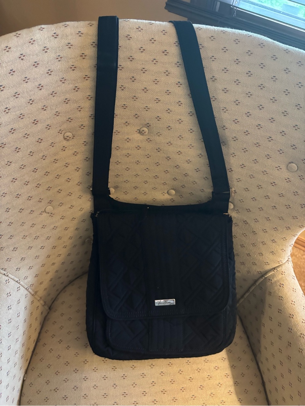 Vera Bradley Black Quilted Crossbody Messenger Bag